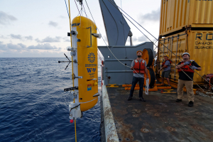 Ocean observing equipment being deployed in the Pacific