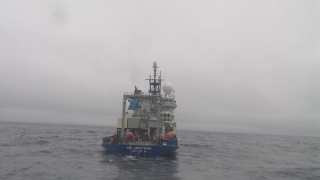 A buoy camera took this picture of the R/V Armstrong departing