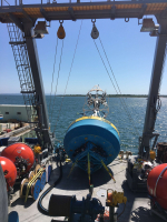 Coastal Pioneer surface mooring ready for deployment, closeup