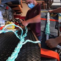 Splicing lines aboard R/V Neil Armstrong