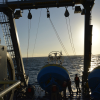 Coastal Surface mooring deployment at sunrise