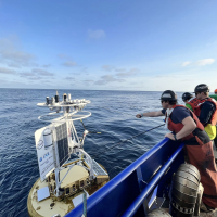 Hooking the buoy during mooring recovery