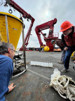 Readying sediment trap for deployment