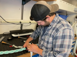 Chris Basque splicing a line