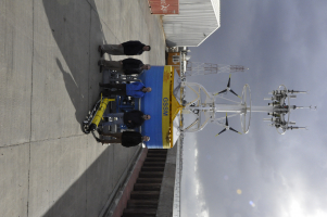 Surface buoy and glider ready for deployment in Southern Ocean