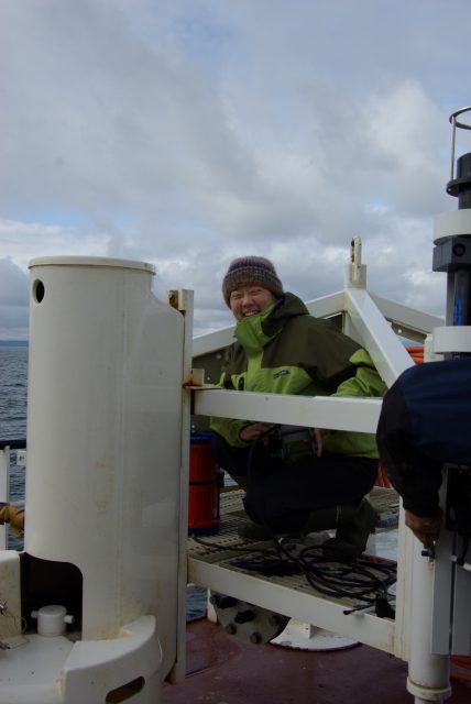 Deploying instruments during an Ocean Networks Canada maintenance cruise. Credit: Ocean Networks Canada