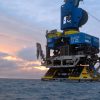 Streaming Live From the Deep: The 2019 OOI Regional Cabled Array expedition ROV Jason is launched at the Oregon Offshore site during the 2019 NSF-funded OOI Cabled Array expedition during Visions2018 with the Benthic Experiment Package attached beneath the vehicle. Photo by M. Elend, University of Washington