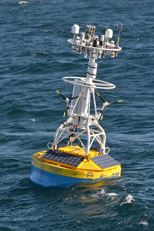 Irminger Sea Surface Mooring deployed in 2.8km of water. (Photo Credit: WHOI)