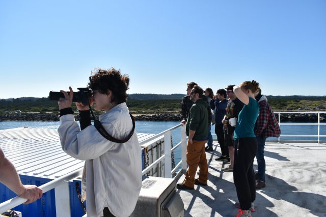 End of Leg 2. Students stand on deck.