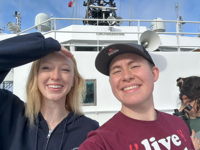 Morrigan and team member onboard R/V Atlantis (Leg 2)